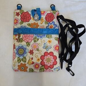 Blue floral crossbody bag purse crossbody